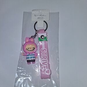 Pink Keychain with Cartoon Character